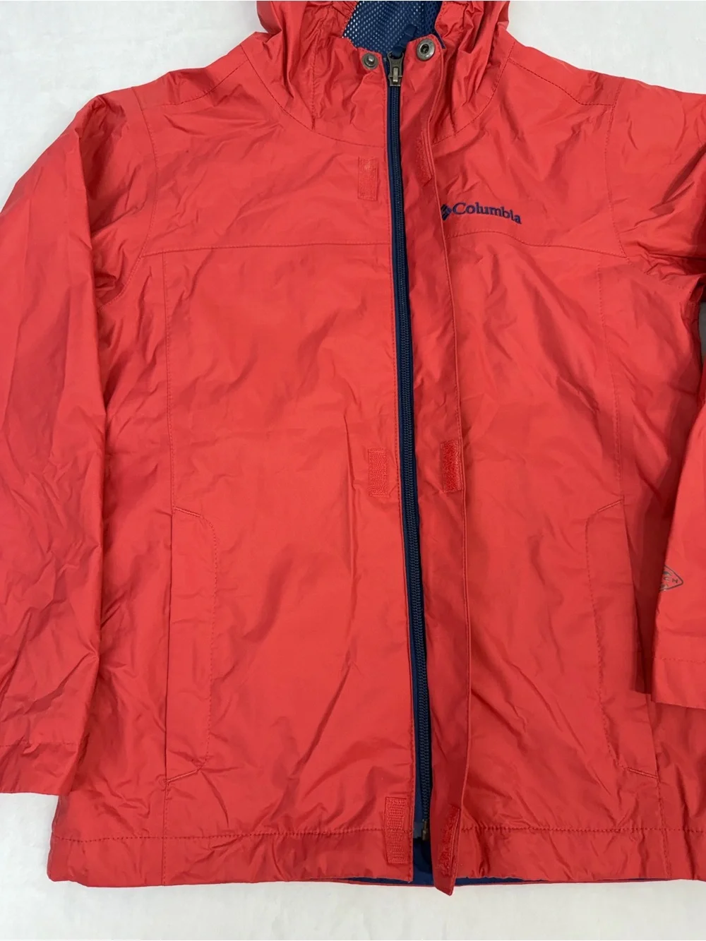 Columbia boys Small 6/7Omni tech waterproof jacket Red Good Full Zip Lightweight